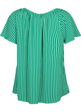 Gladka wiskozowa bluzka z krótkim rekawem, J.Green/White Stripe, Packshot image number 1