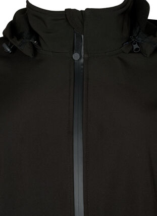 Krótka kurtka softshell z odpinanym kapturem, Black, Packshot image number 2