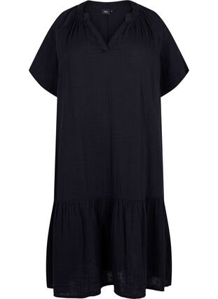 Bawelniana sukienka z krótkimi rekawami, Black, Packshot image number 0
