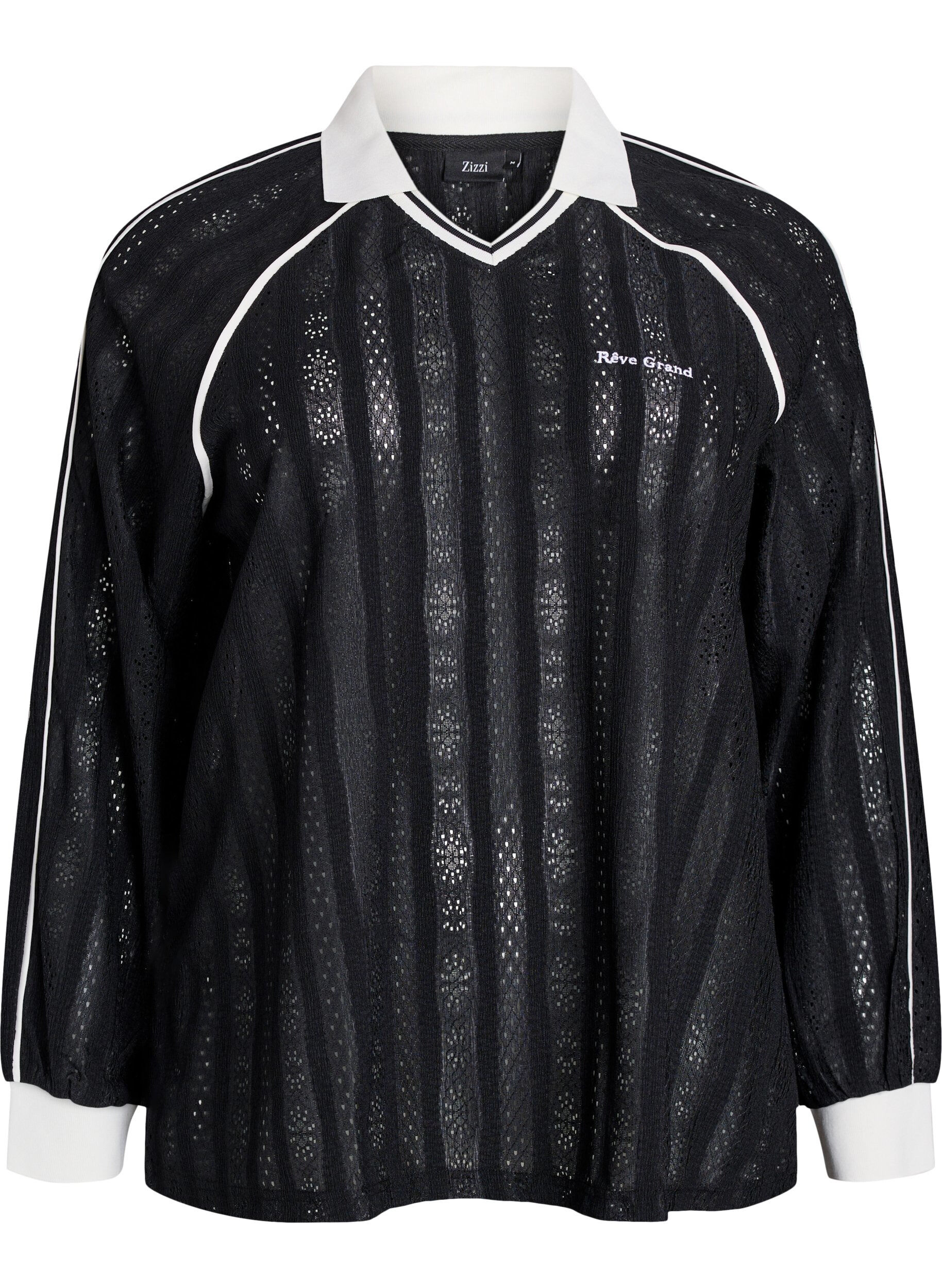 Teksturowana bluzka z dzerseju z kontrastowymi detalami