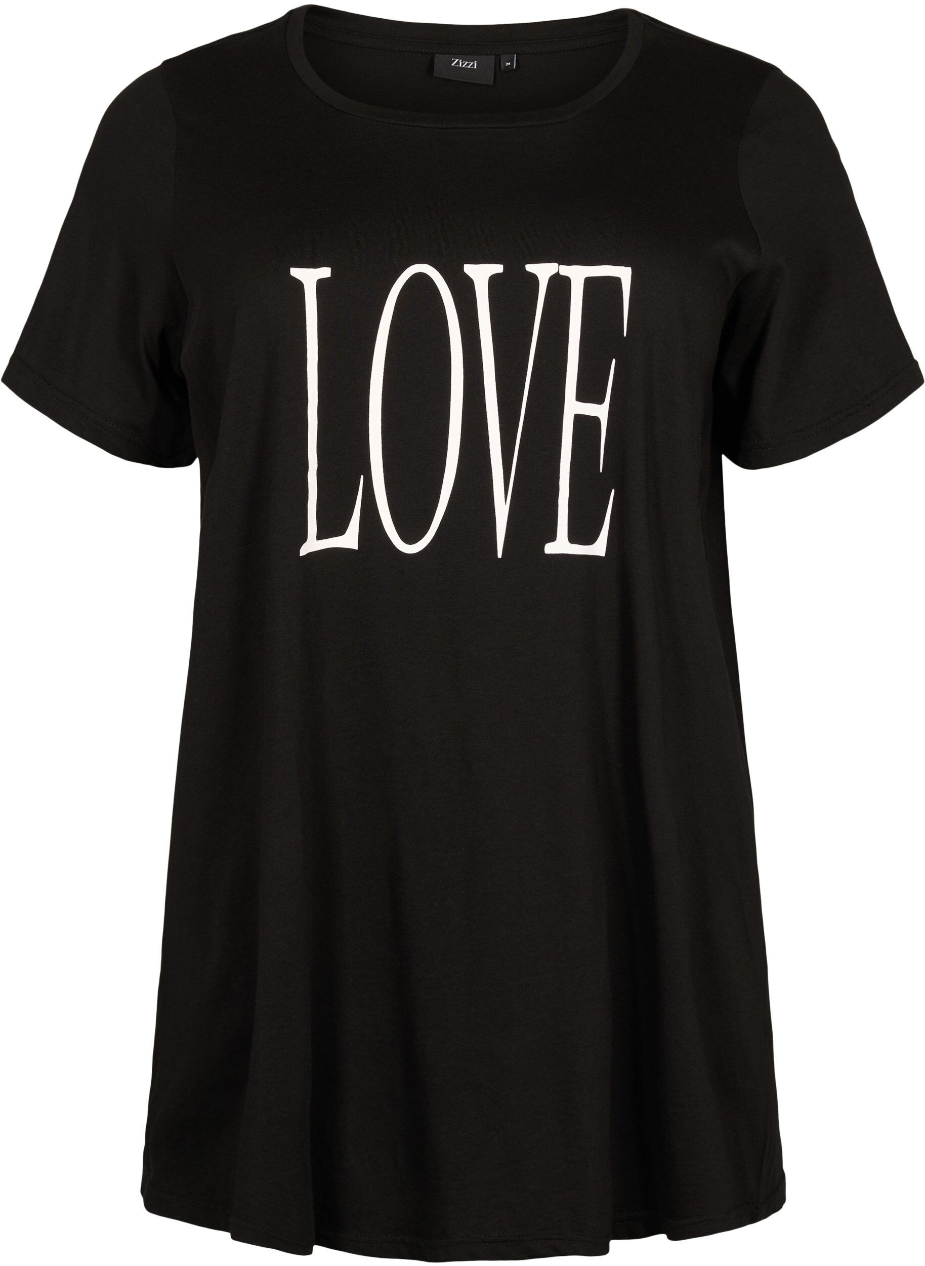 Zizzi Oversize t-shirt with print, Black W. Love, Packshot image number 0