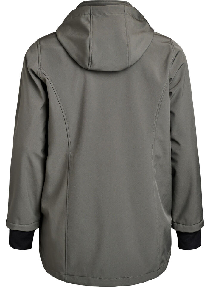 Kr&oacute;tka kurtka softshell z odpinanym kapturem, Ciemnoszary, Packshot image number 1