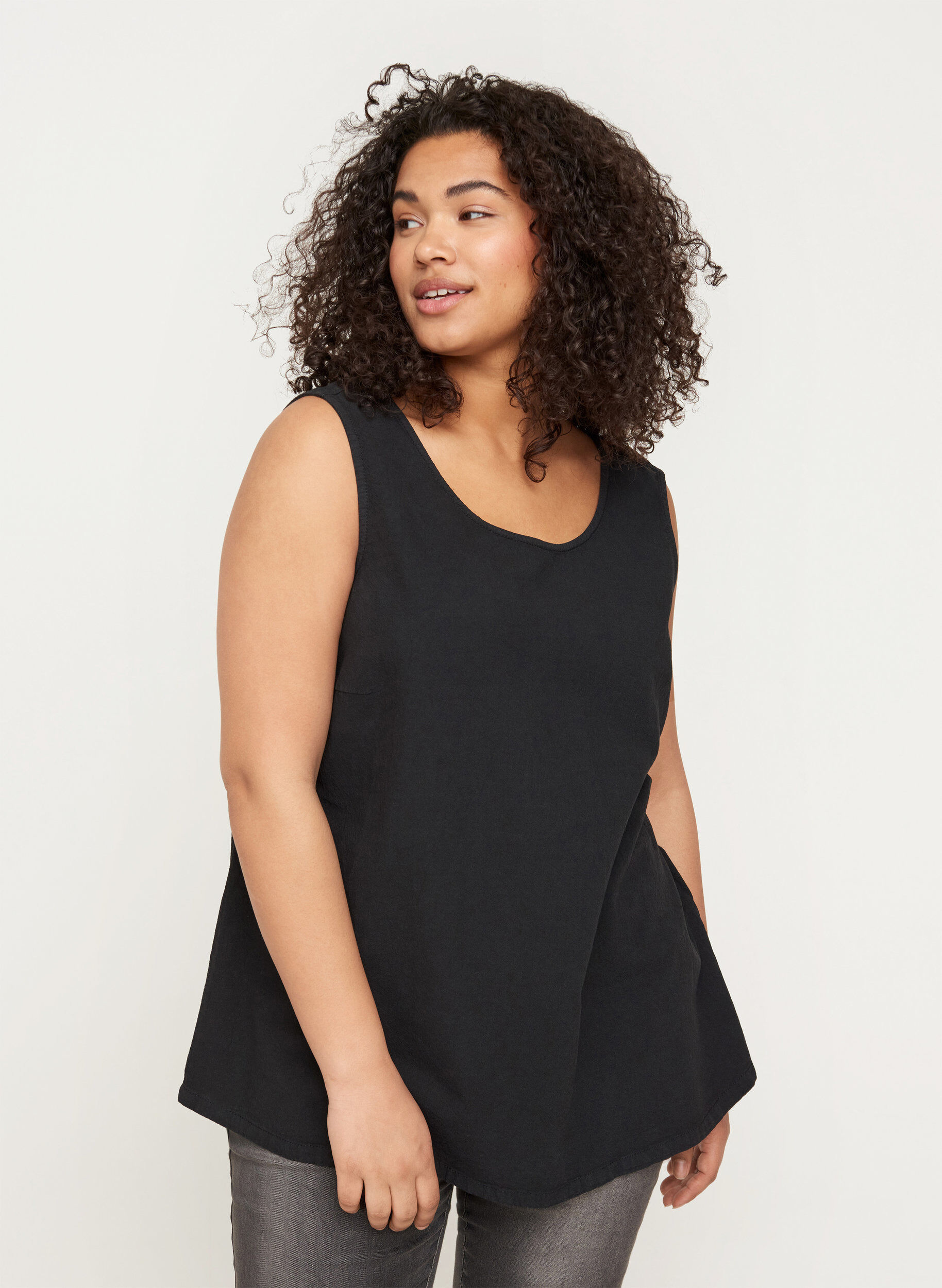Zizzi Sleeveless top in cotton, Black, Model image number 0