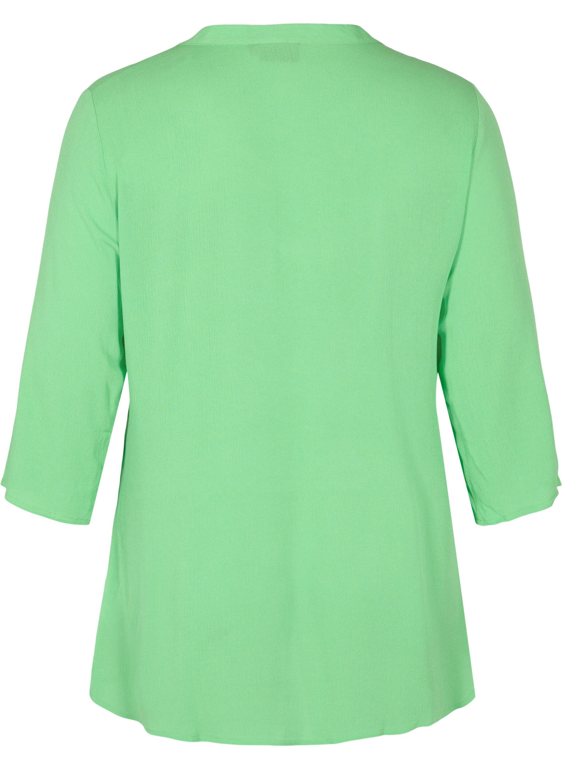 Zizzi 3/4 sleeve v-neck viscose blouse, Summer Green, Packshot image number 1