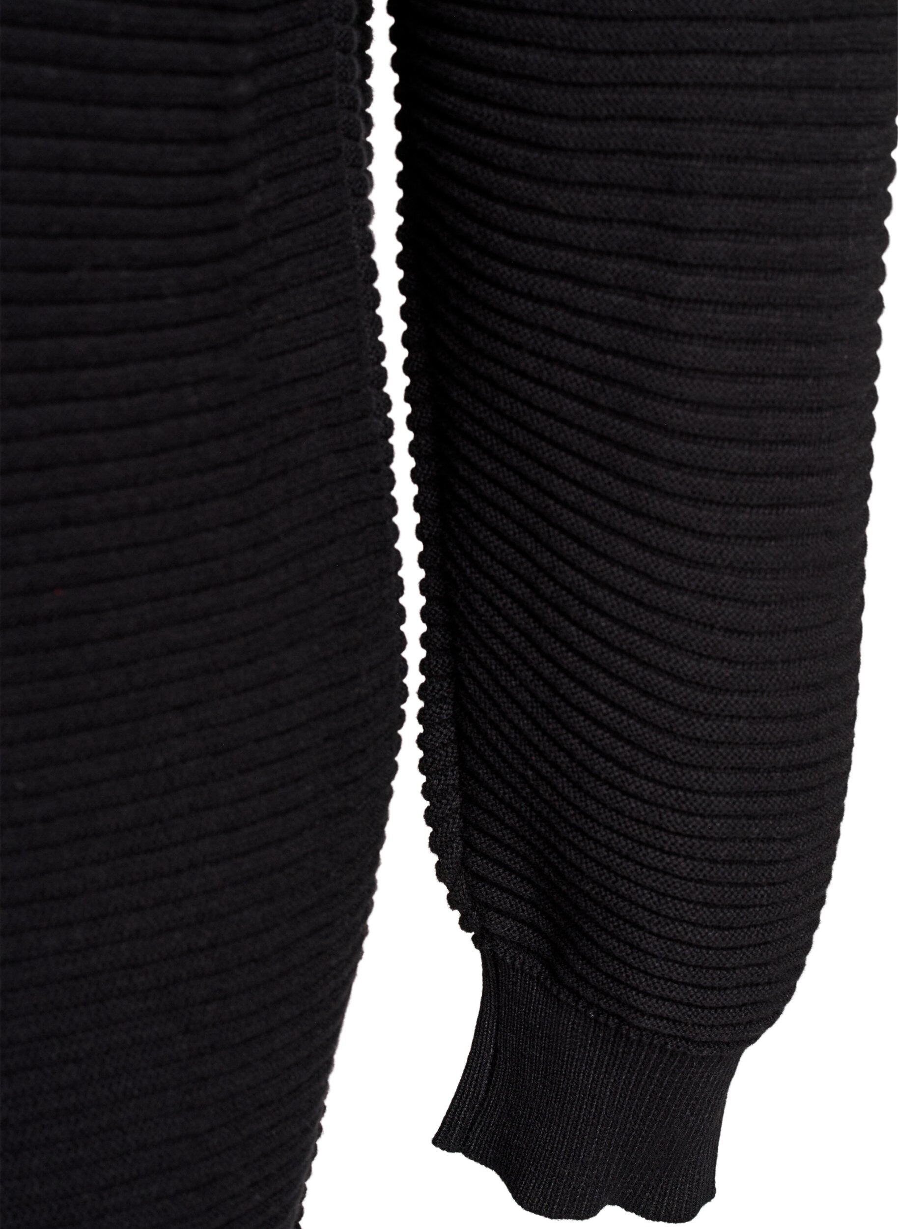 Zizzi Dlugi kardigan z bawelny z rybim sciegiem, Czarne, Packshot image number 4