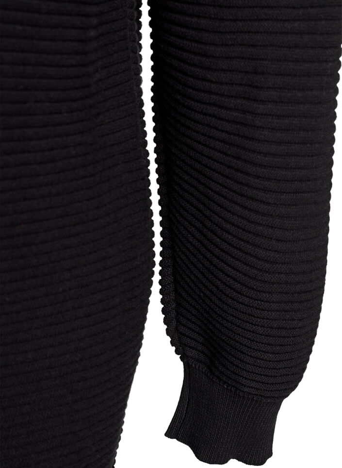 Dlugi kardigan z bawelny z rybim sciegiem, Czarne, Packshot image number 4