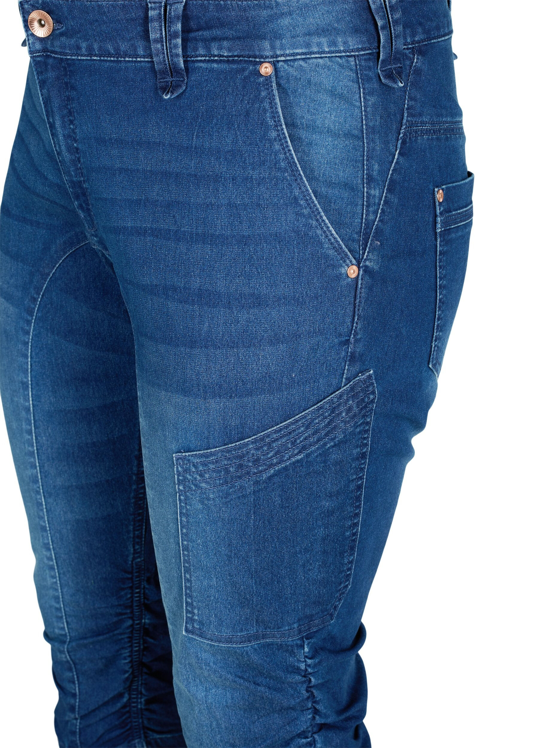 ZizziJeansy capri o dopasowanym kroju z kieszeniami, Niebieskie, Packshot image number 2