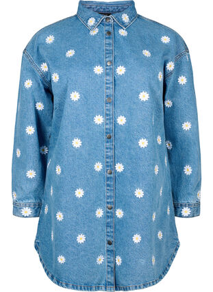 Luzna jeansowa koszula z haftowanymi stokrotkami, L.B. Flower, Packshot image number 0