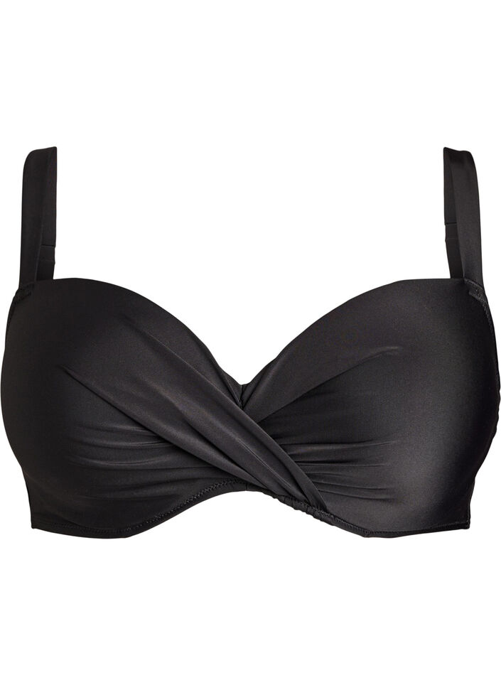 G&oacute;ra od bikini z fiszbinami i drapowaniem, Czarne, Packshot image number 0
