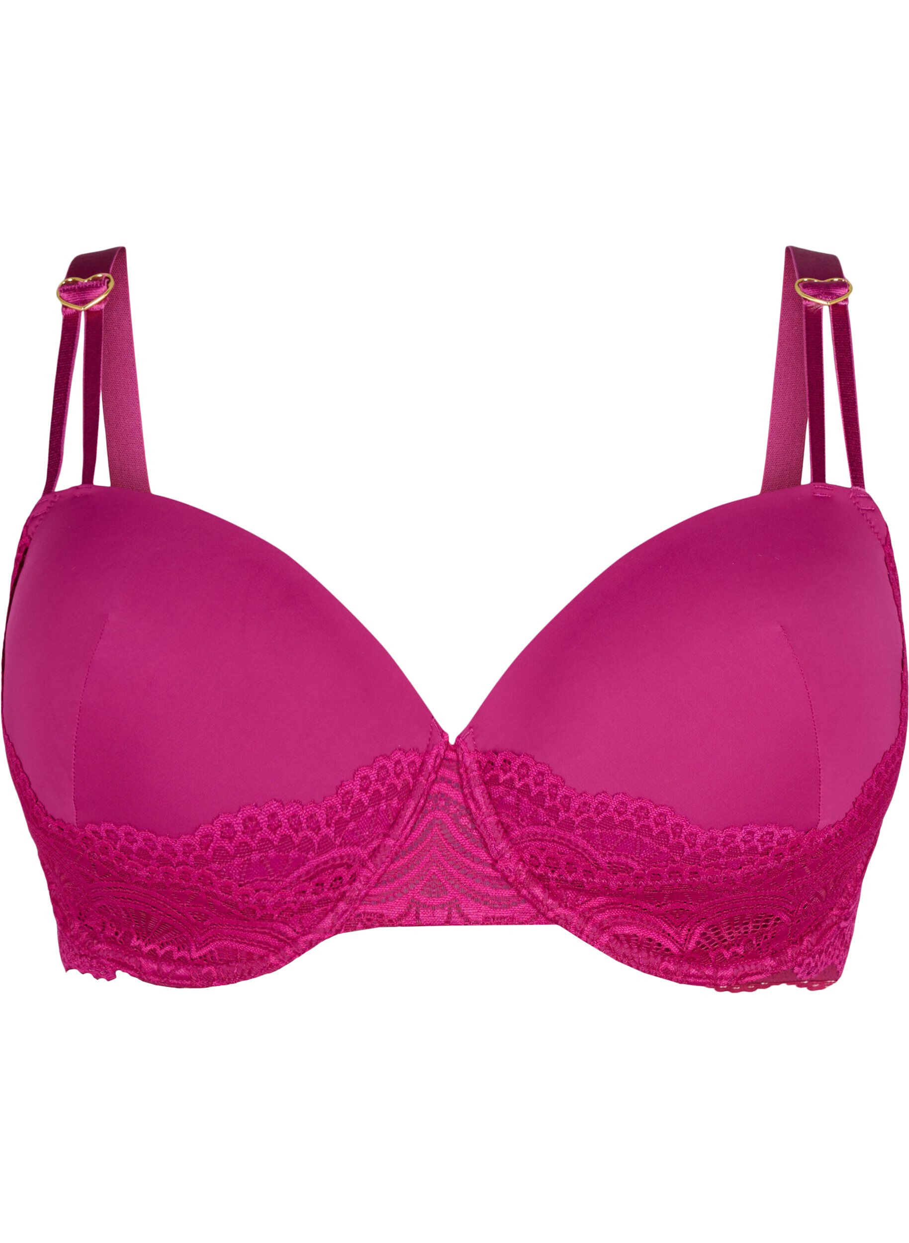 Zizzi Usztywniany biustonosz z koronka, Czerwony, Packshot image number 0