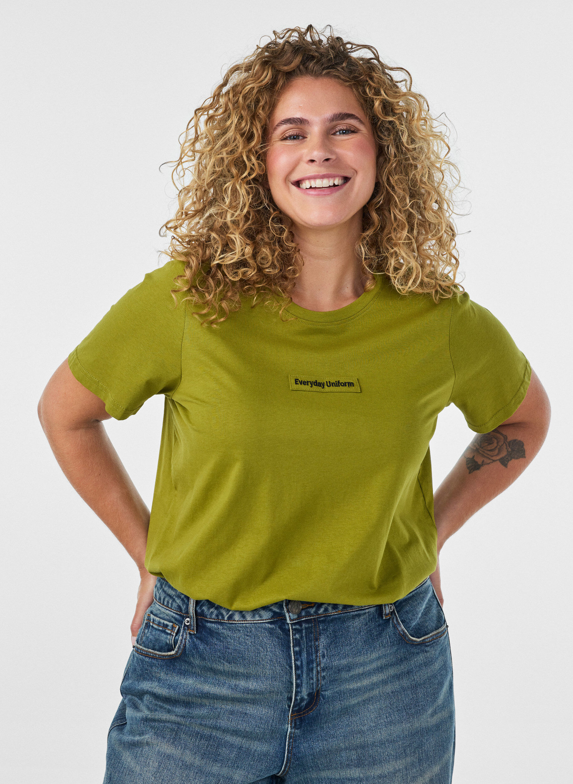 ZizziKoszulka bawelniana z nadrukiem z napisem, Zielony, Model image number 0
