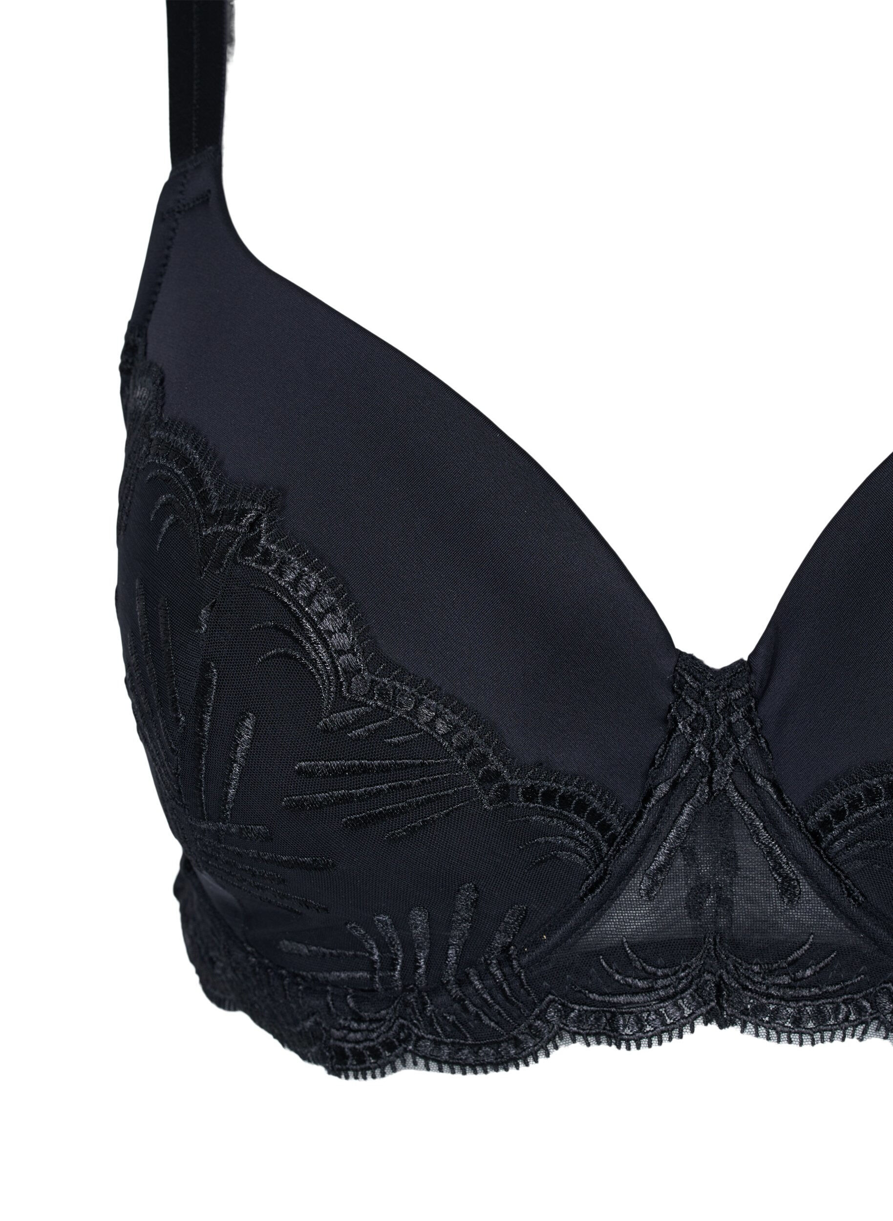 Zizzi Underwire bra with padding and lace, Black, Packshot image number 2