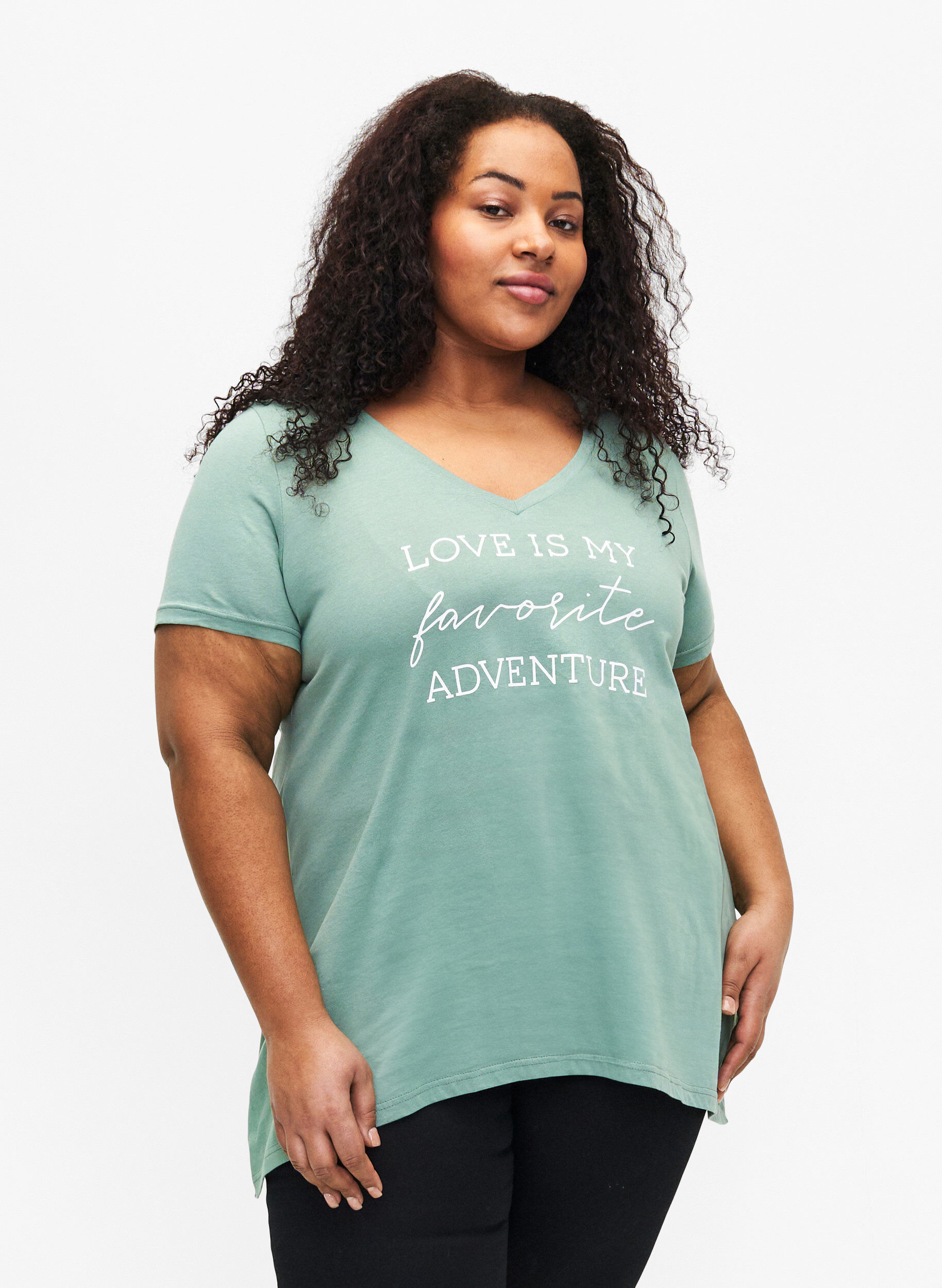 Zizzi Bawelniana koszulka z kr&oacute;tkim rekawem, Chinois G. W. Love, Model image number 0