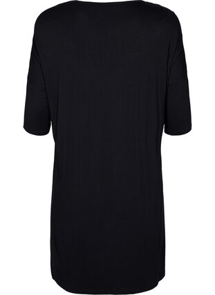 Dzersejowa sukienka z wiskozy z rekawem 3/4, Black, Packshot image number 1