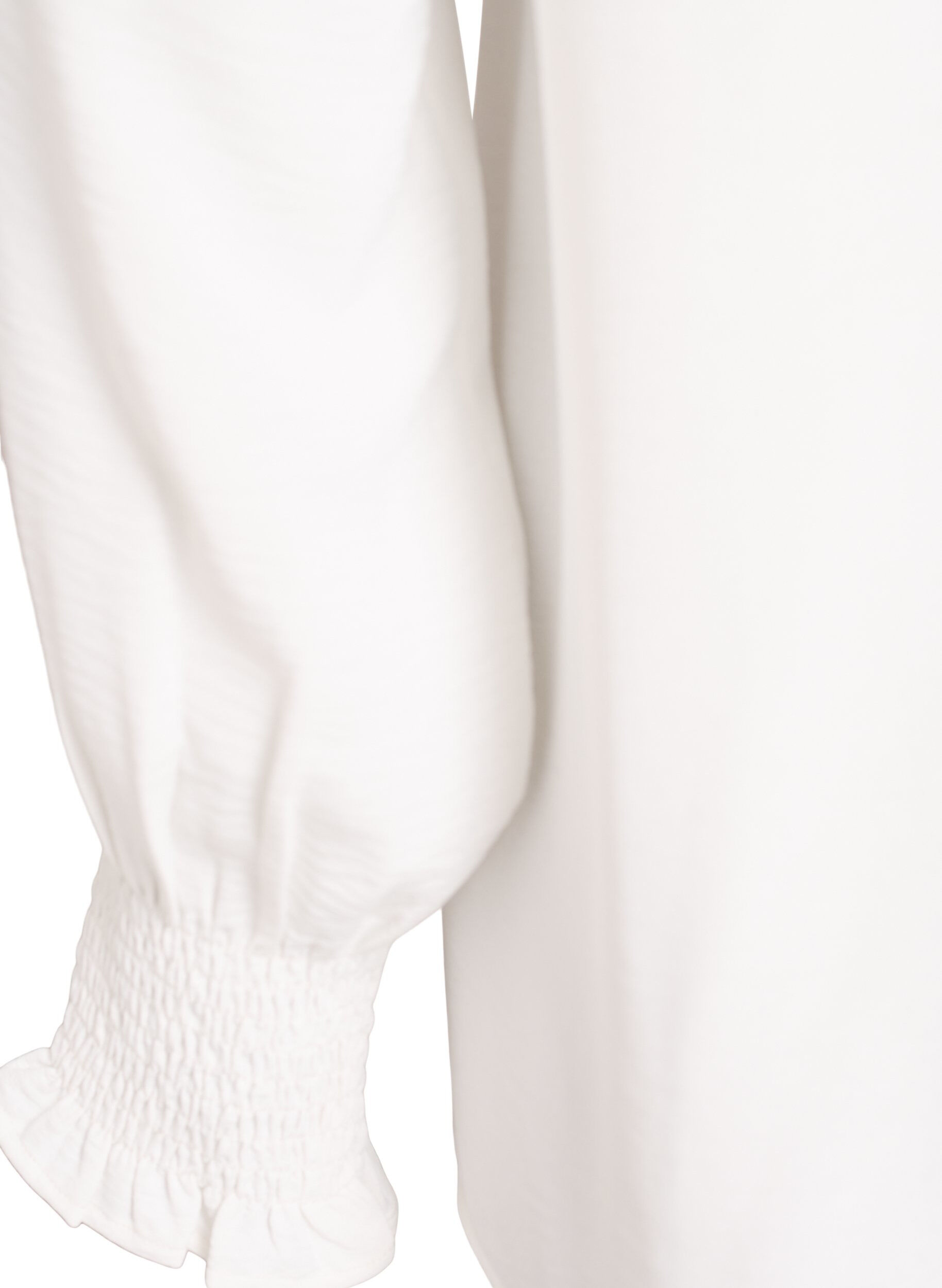 Zizzi Bluzka z bufiastymi mankietami i dekoltem w ksztalcie litery V, Biały, Packshot image number 3