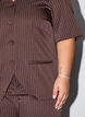 Bluzka w prazki z cyrkoniami i guzikami, Brązowy, Model image number 3