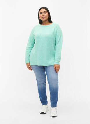 Melanzowy pulower z rozcieciem z boku, Cabbage/White, Model image number 2