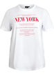 T-shirt z nadrukiem tekstowym i okraglym dekoltem, Biały, Packshot image number 0