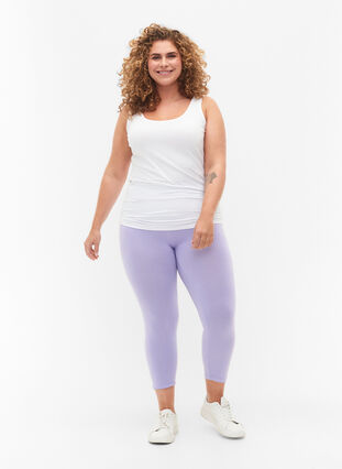 3/4-length wiskozowe legginsy w stylu basic, Lavender, Model image number 2