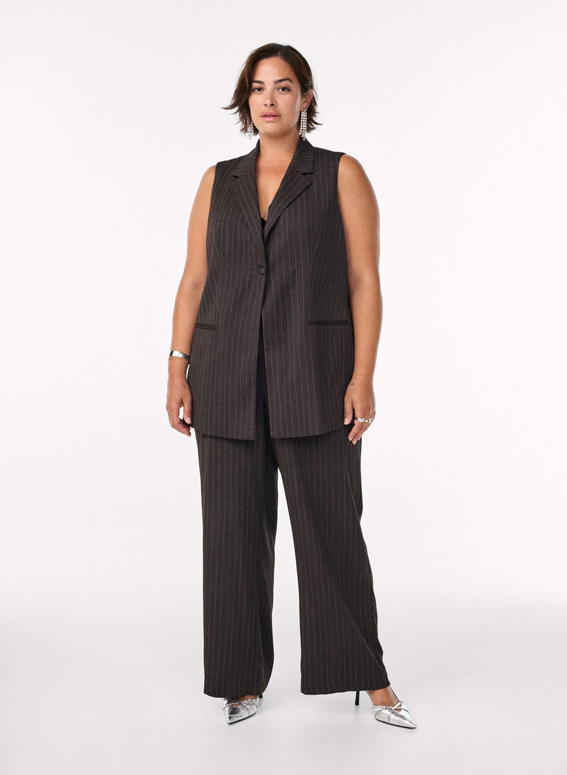 Kamizelka w krate z klapami, Brązowy, Model image number 1