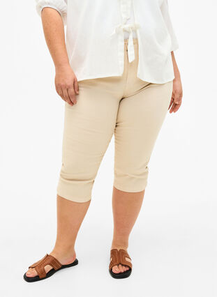 Dopasowane spodnie Emily capri, Oatmeal, Model image number 2