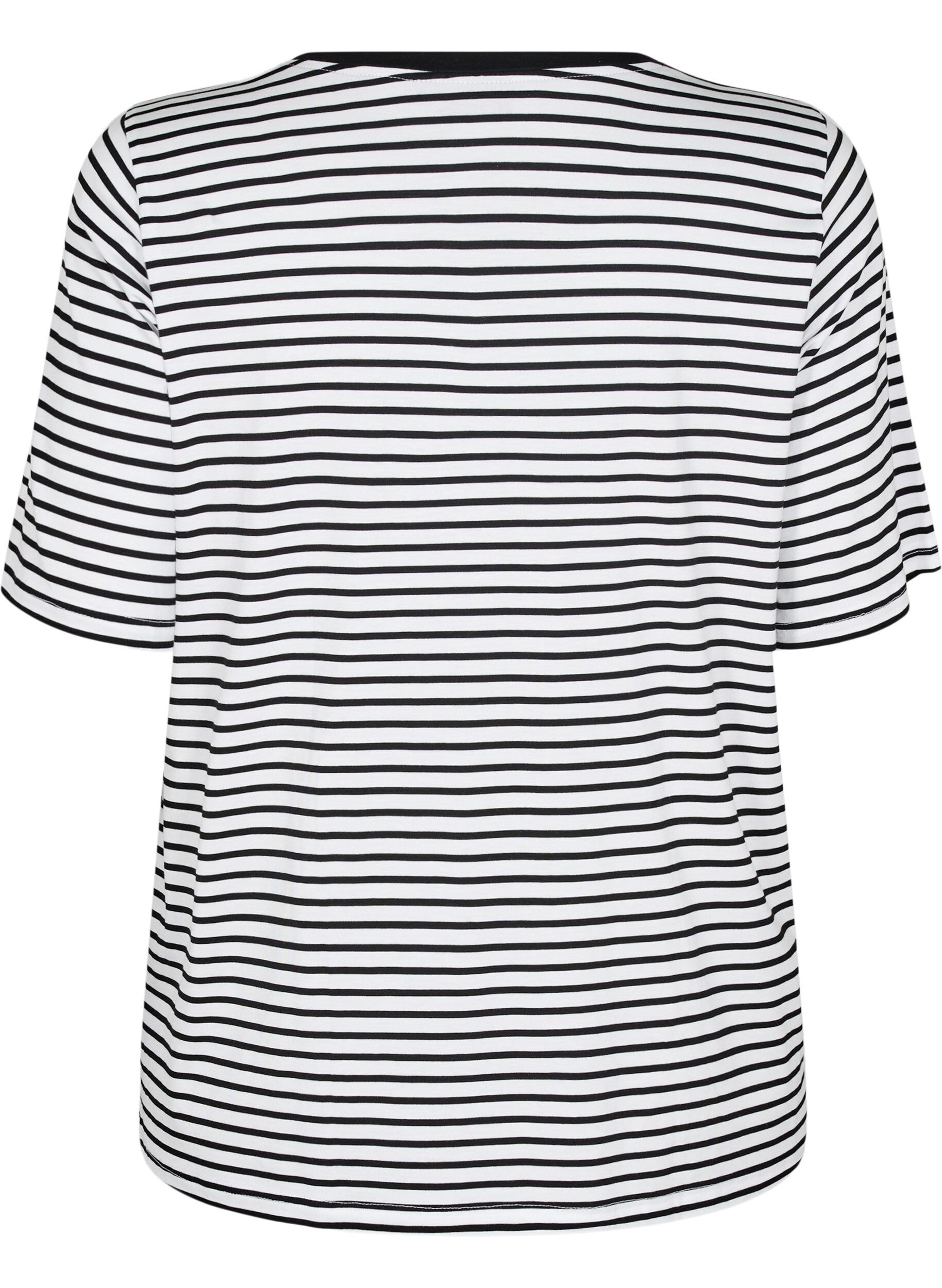 ZizziKoszulka z TENCEL&trade; Lyocell i paskami, Biały, Packshot image number 1