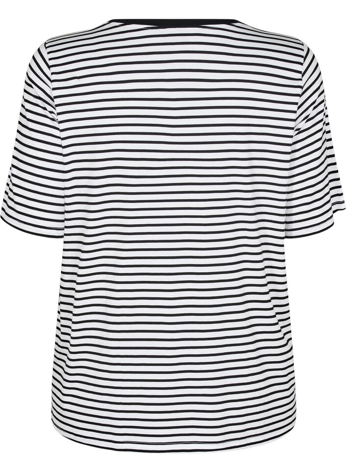 Koszulka z TENCEL&trade; Lyocell i paskami, Biały, Packshot image number 1