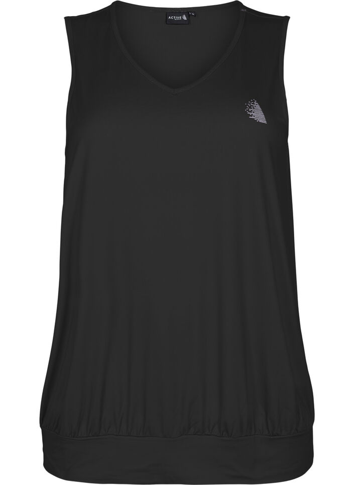 Top treningowy bez rekawów o kroju typu balon, Black, Packshot image number 0