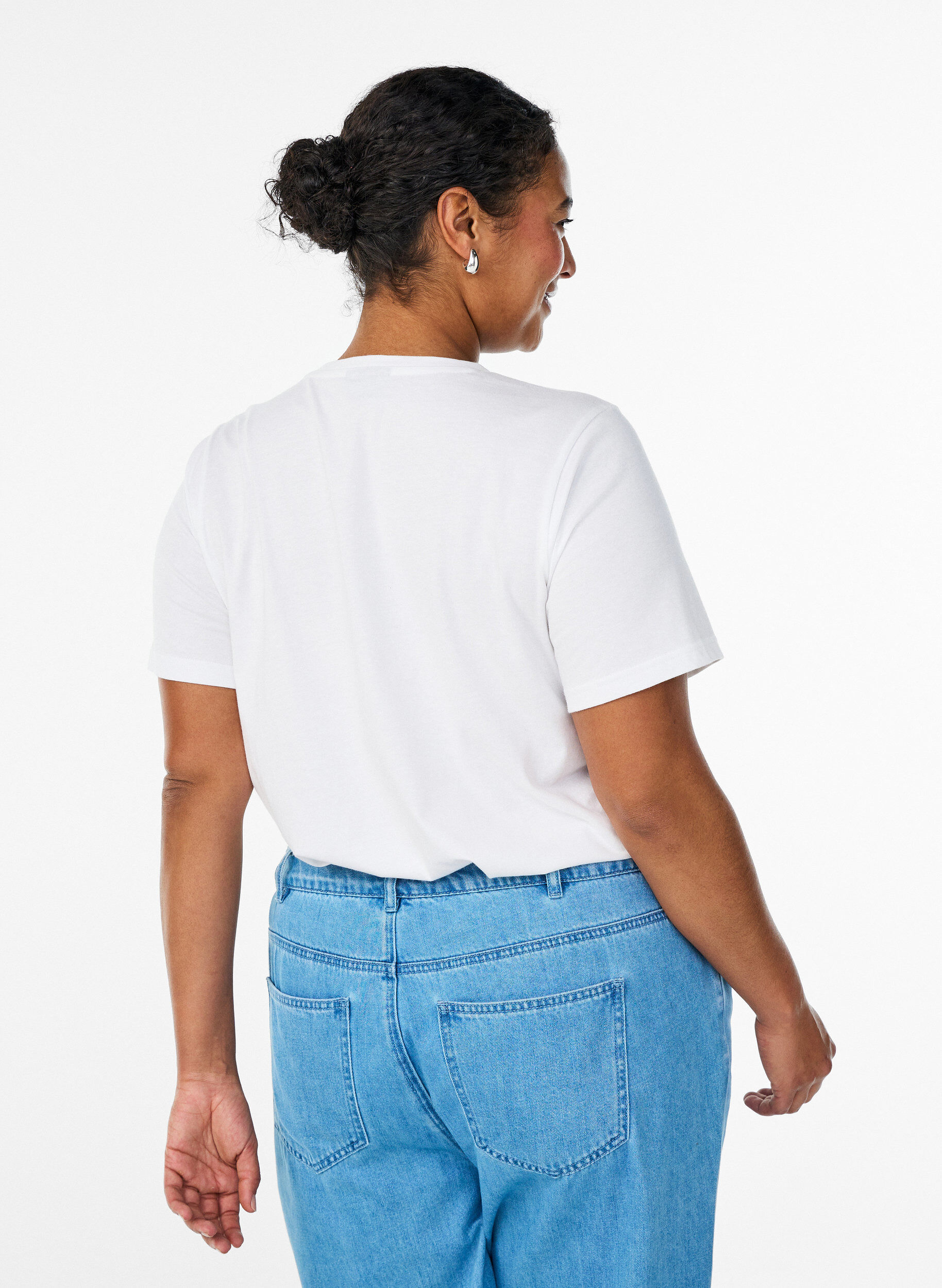 Zizzi Koszulka bawelniana z haftowanym tekstem, Biały, Model image number 2