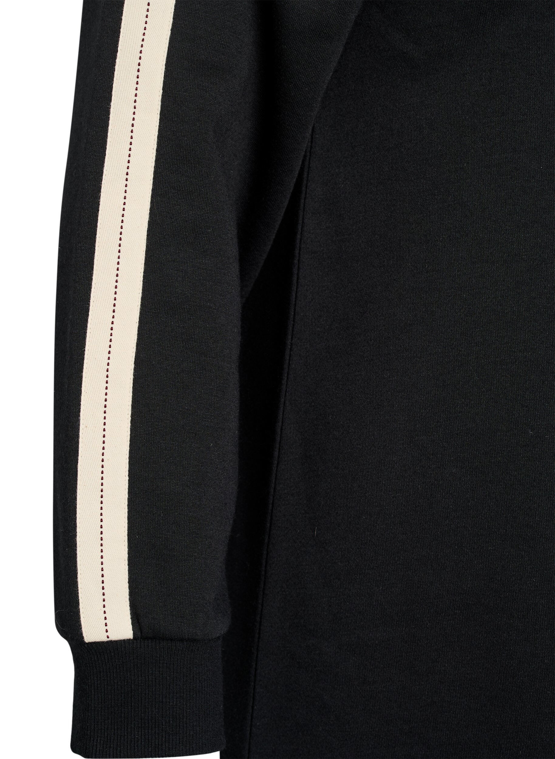 Zizzi Kr&oacute;tka dresowa sukienka z wysokim dekoltem, Czarne, Packshot image number 3