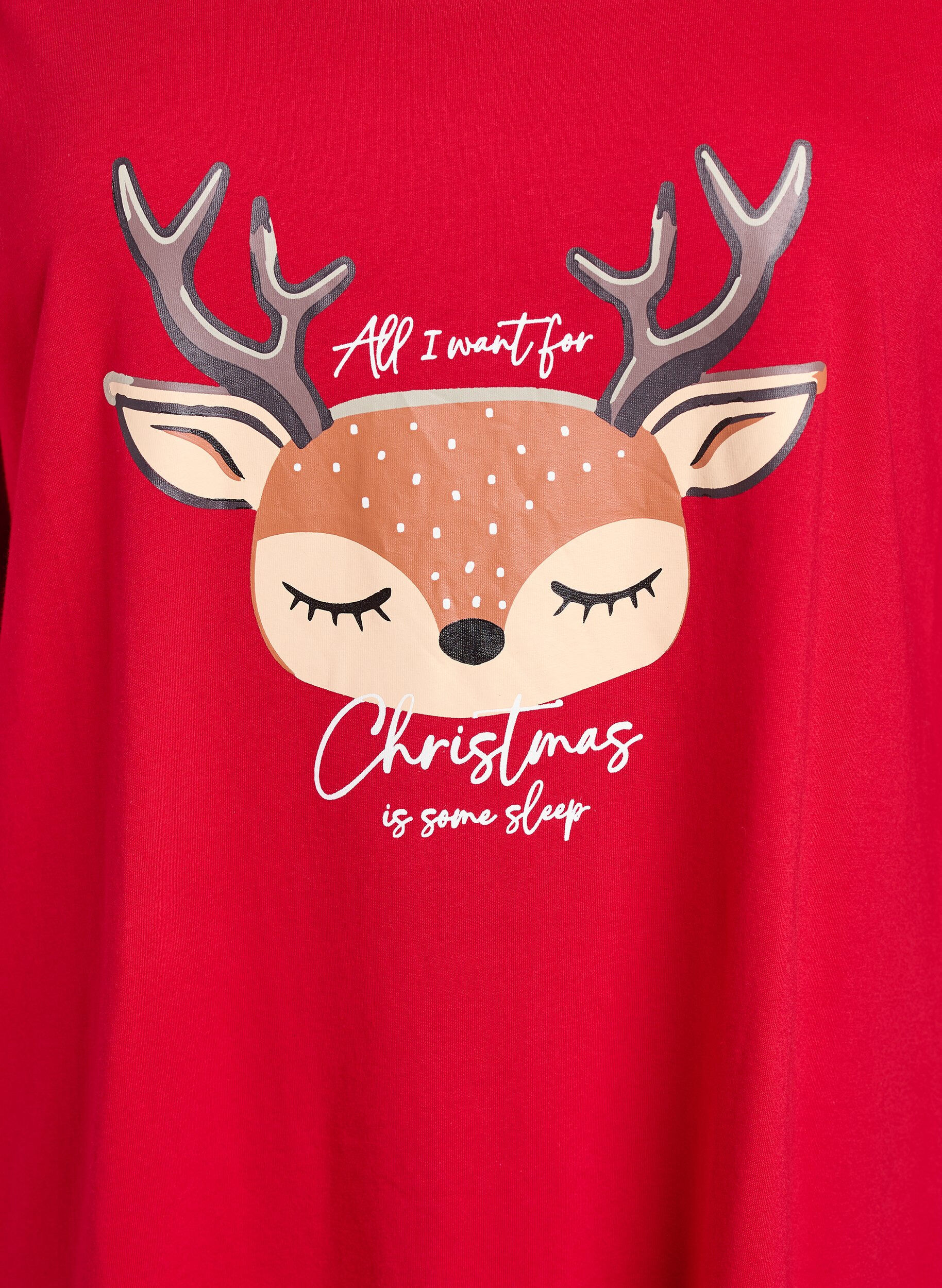 Zizzi Koszula nocna z bawelny organicznej z motywem swiatecznym, Czerwony, Packshot image number 2