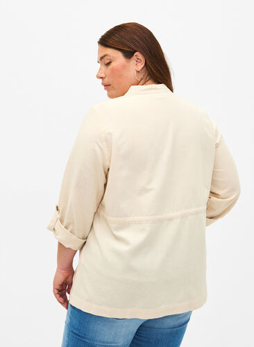 Koszula z lnianej mieszanki z kieszeniami, Sandshell, Model image number 1