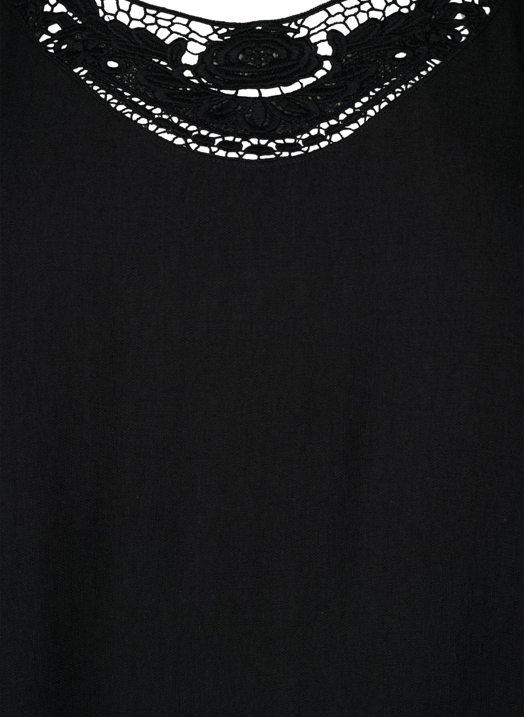 Zizzi Bluzka z wiskozy z szydelkowym detalem, Black, Packshot image number 2