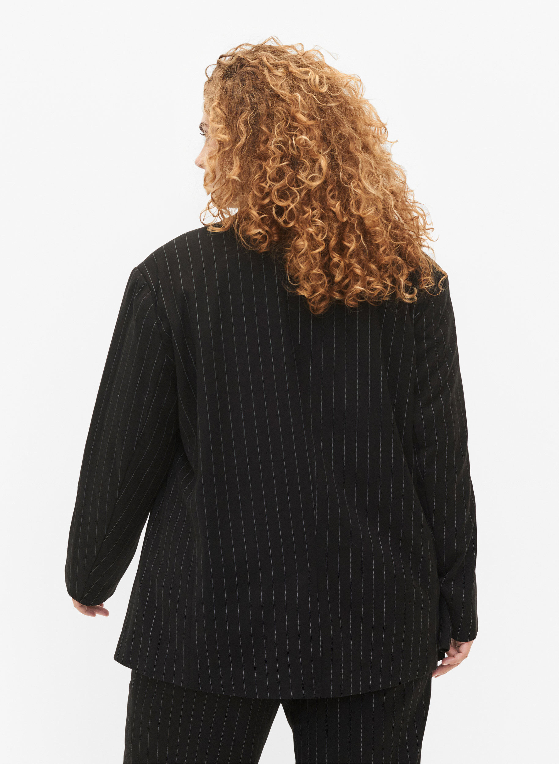 Zizzi Blezer w prazki, Black W. Pinstripe, Model image number 1