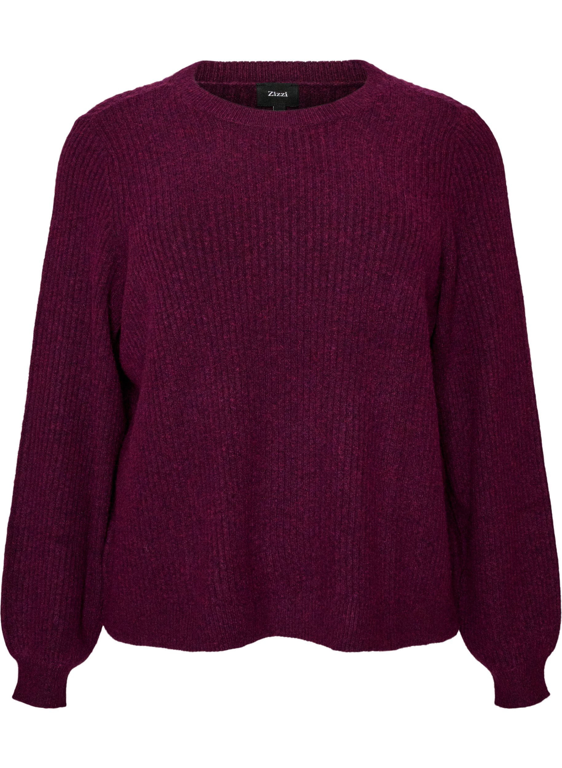 Sweter z ryfionymi rekawami w ksztalcie balon&oacute;w