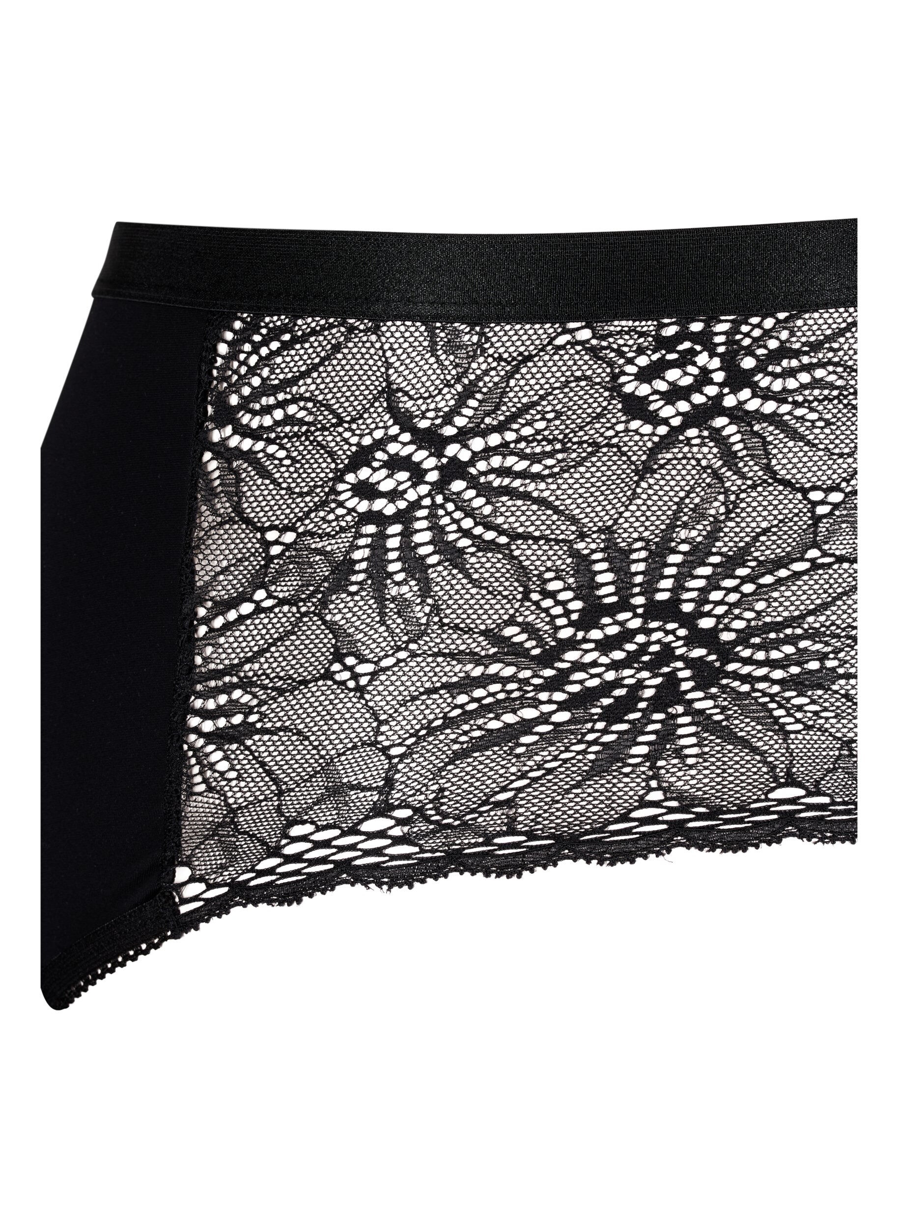 Zizzi Majtki menstruacyjne typu hipster z koronka, Black, Packshot image number 3