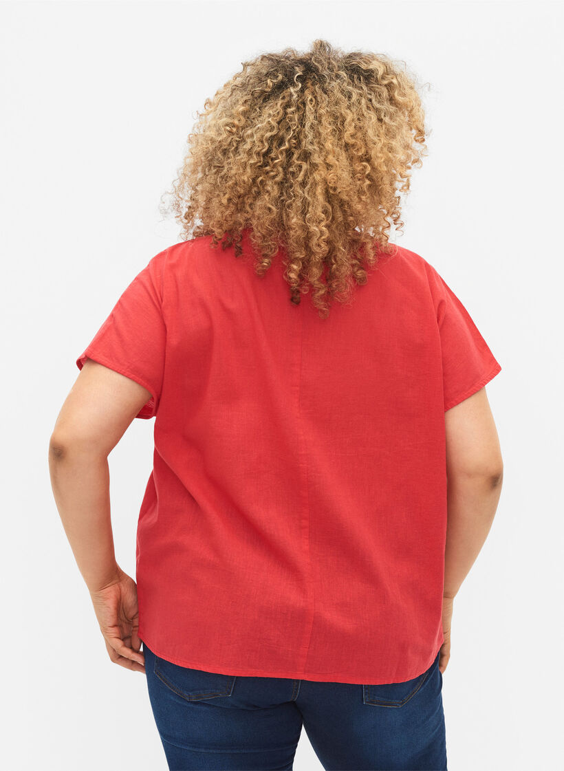 Bluzka z krótkim rekawem z mieszanki bawelny z lnem, Hibiscus, Model image number 1