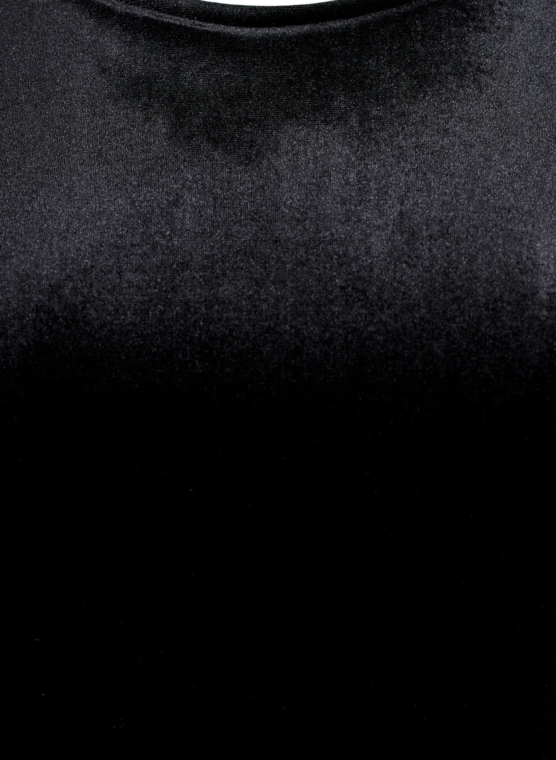 Zizzi Welurowy top z kr&oacute;tkim rekawem, Czarne, Packshot image number 2