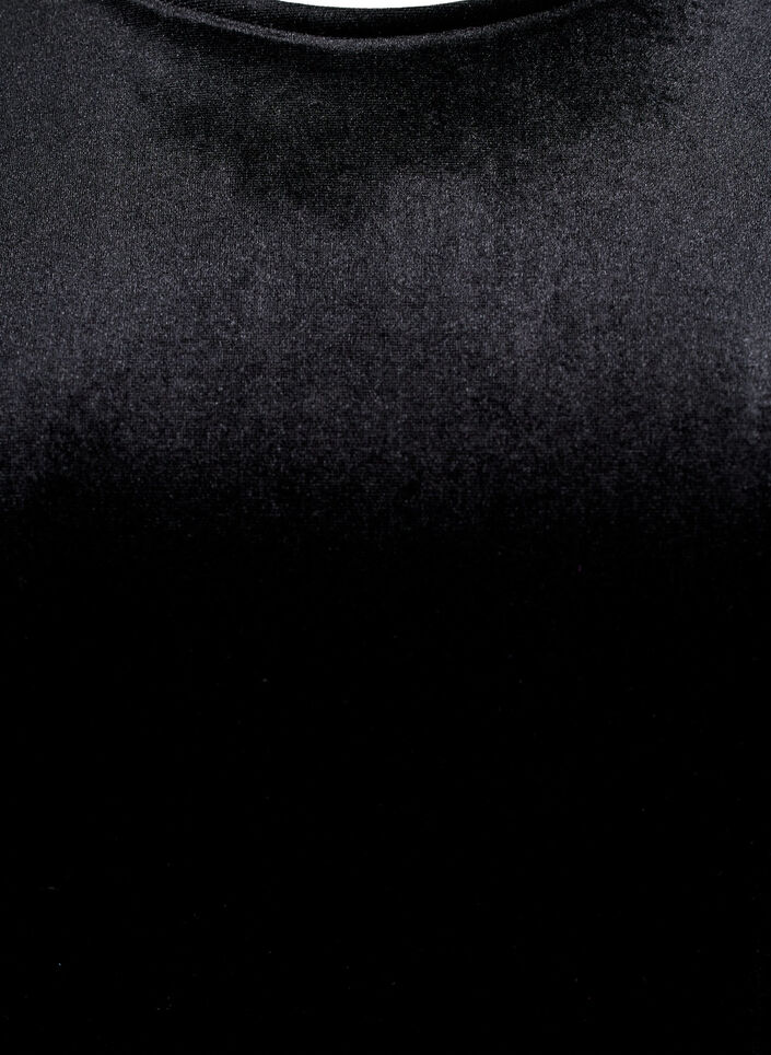 Welurowy top z krótkim rekawem, Czarne, Packshot image number 2