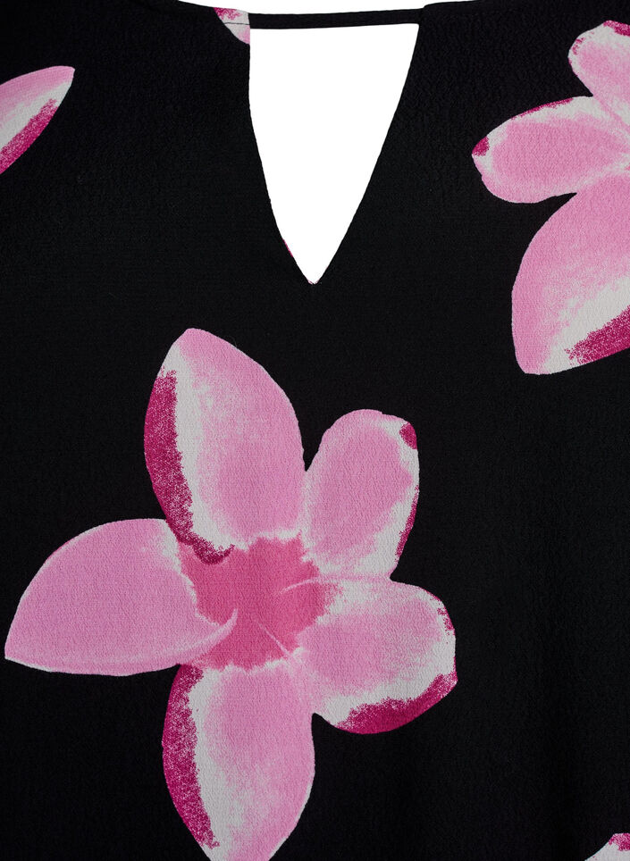 Wiskozowa bluzka z kr&oacute;tkim rekawem i nadrukiem, Czarne, Packshot image number 2