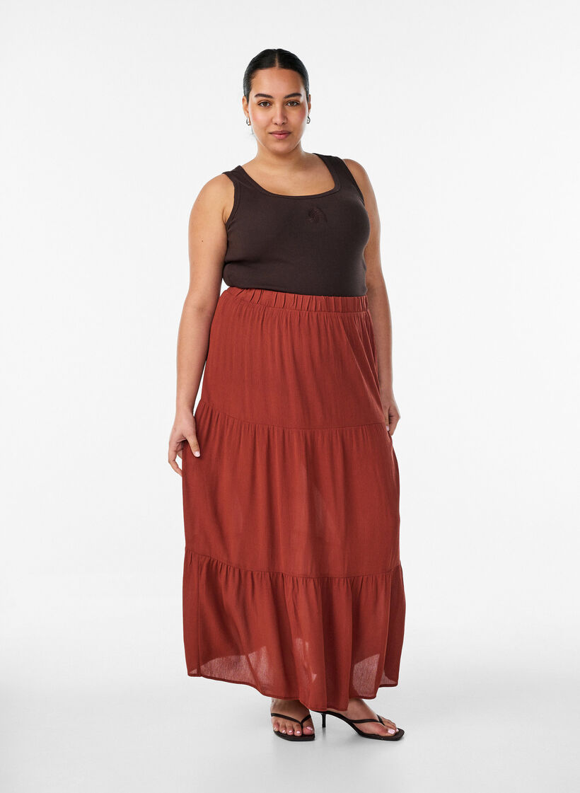 Dopasowany top z motywem, Brązowy, Model image number 1