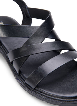 Skórzane letnie sandaly o szerokim kroju, Black, Packshot image number 3