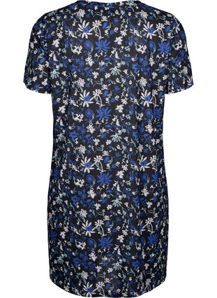 FLASH – sukienka w kwiaty z krótkim rekawem, Black Blue Green AOP, Packshot image number 1