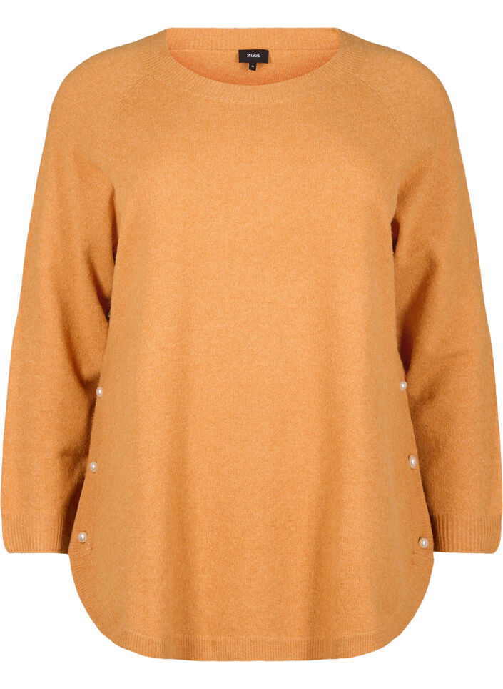 Dzianinowa bluzka z koralikami, Yam White Mel., Packshot image number 0