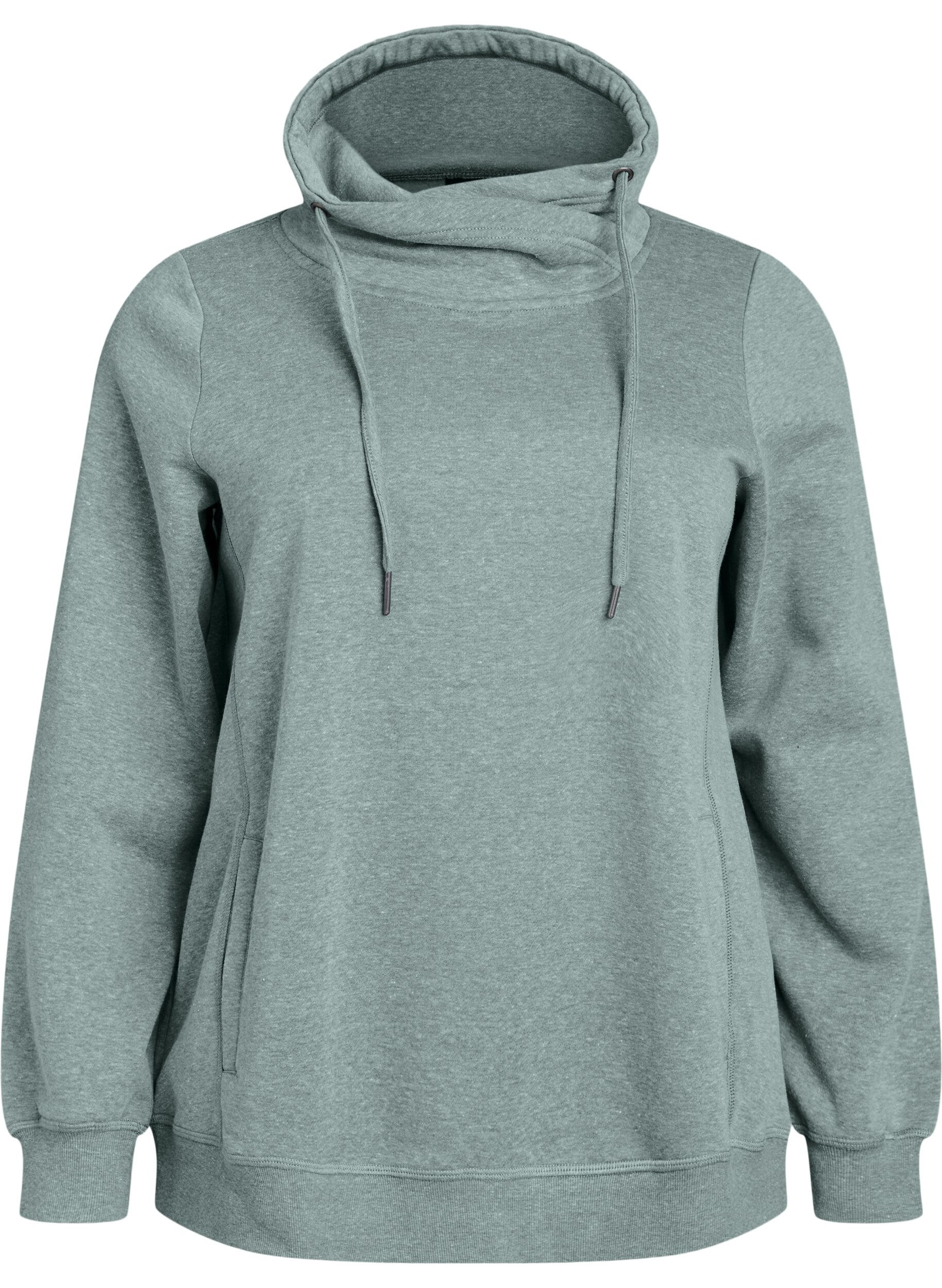 ZizziBluza z wysokim kolnierzem i kieszeniami, Zielony, Packshot image number 0