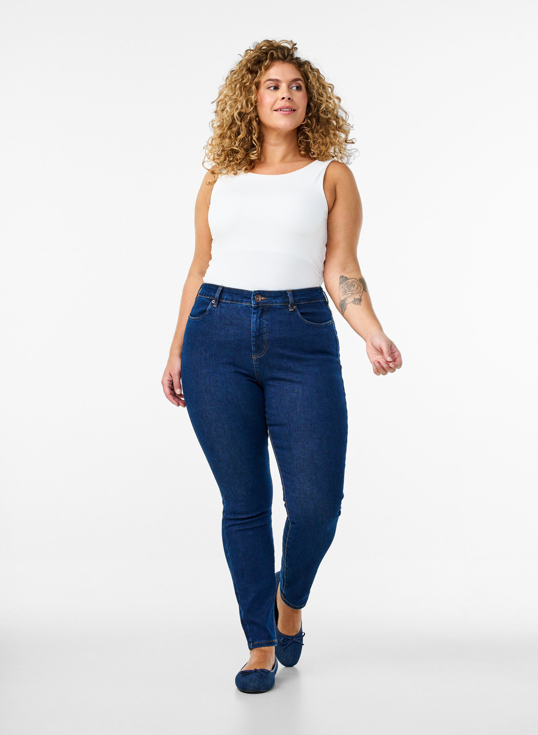 Jeansy Amy o bardzo obcislym kroju z wysokim stanem, Niebieskie, Model
