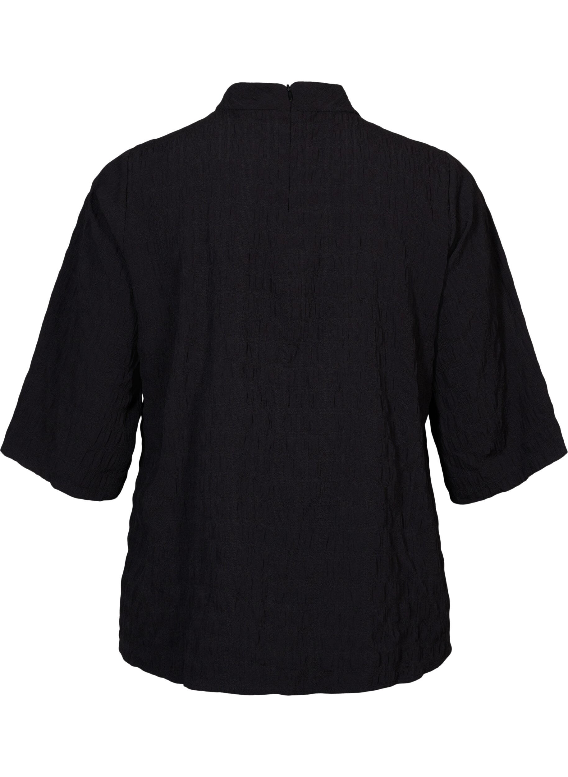 Zizzi Top z golfem i rekawami 3/4, Black, Packshot image number 1