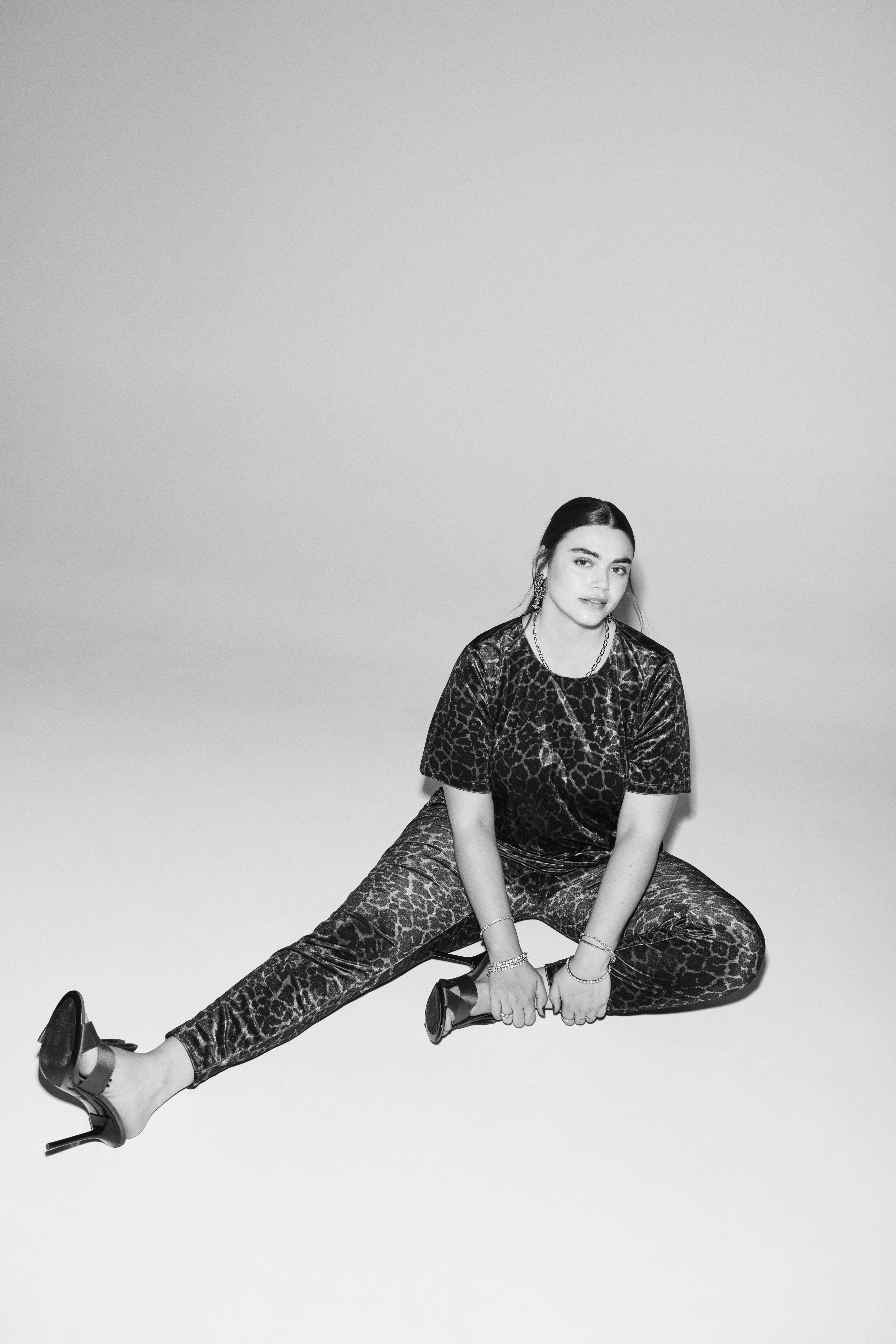 Zizzi Brązowy zestaw z weluru w panterkę , , Model