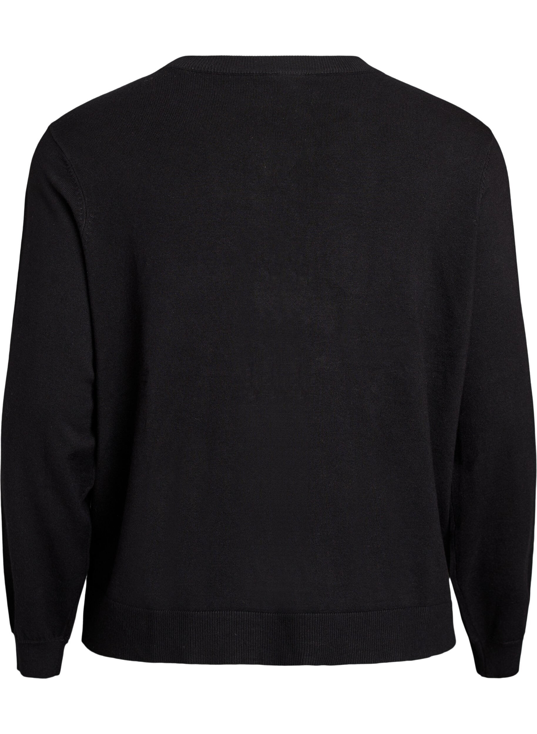 Zizzi Kardigan na zatrzaski z kokardkami wyszywanymi perelkami, Czarne, Packshot image number 1