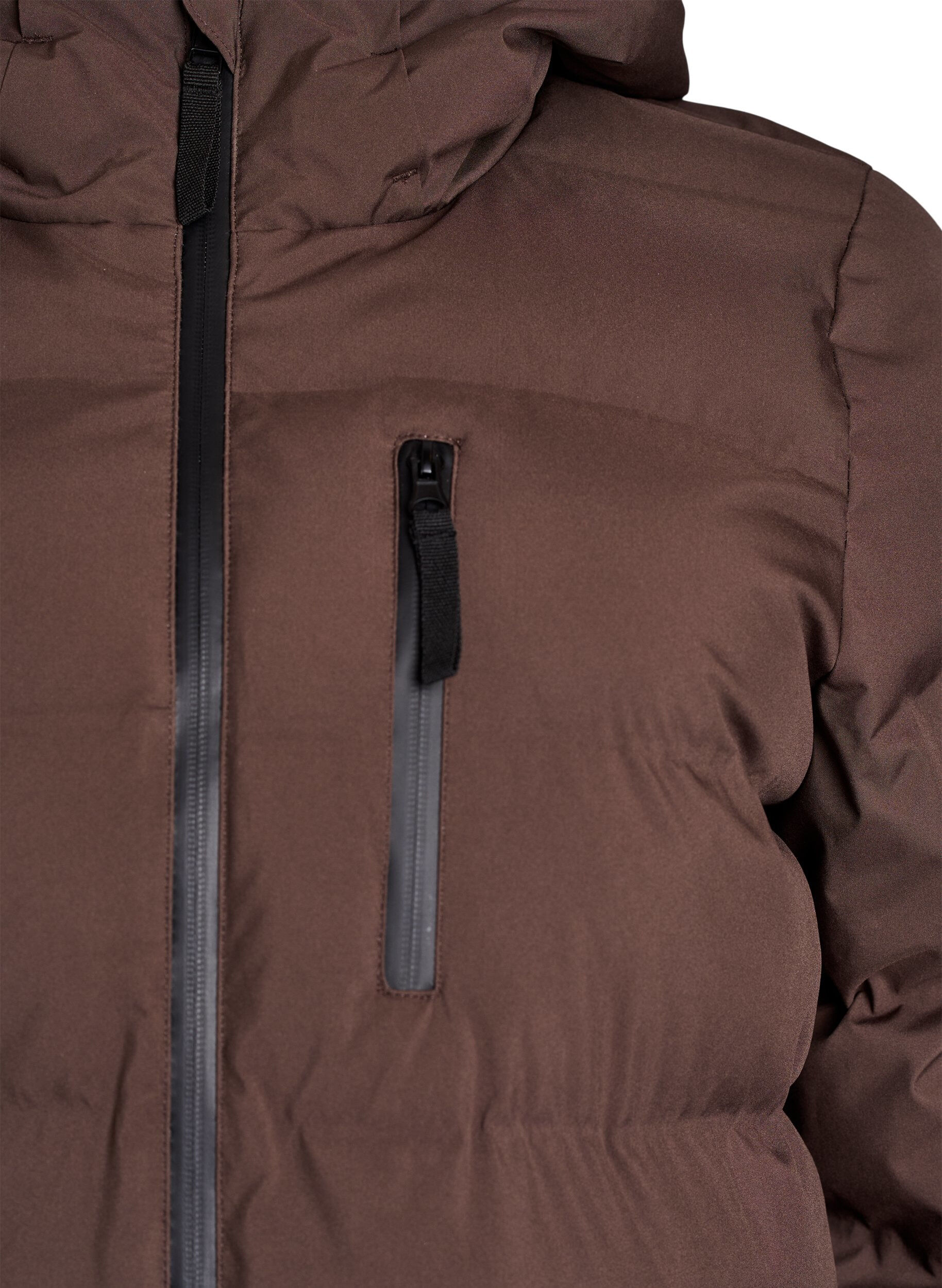 Zizzi Puchowy plaszcz z kapturem i kieszeniami, Brązowy, Packshot image number 2